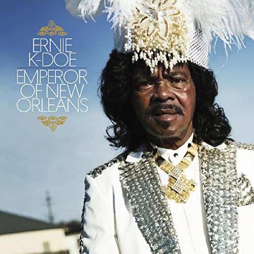 Ernie K-Doe album cover featuring the artist in a crown and gold jewelry.