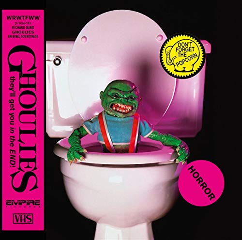 Ghoulies CD cover: a green monster sits on a pink toilet.