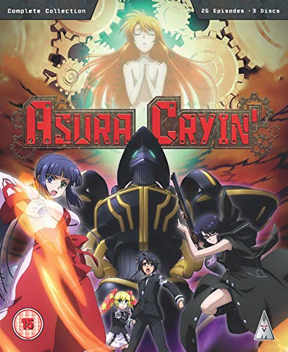 Asura Cryin' Blu-ray cover featuring anime characters and mechanical gears.