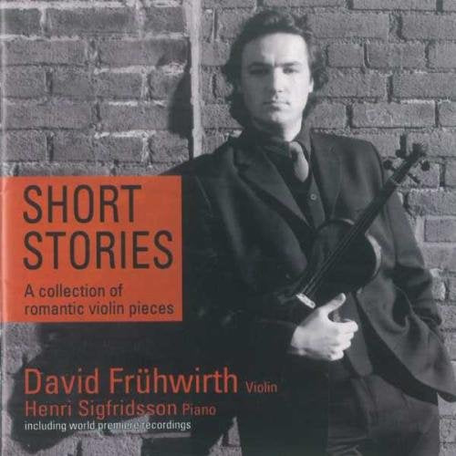 "CD cover featuring a man in a suit holding a violin against a brick wall."