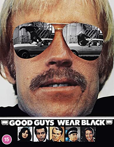 Blu-ray cover for “Good Guys Wear Black” featuring a man with sunglasses.