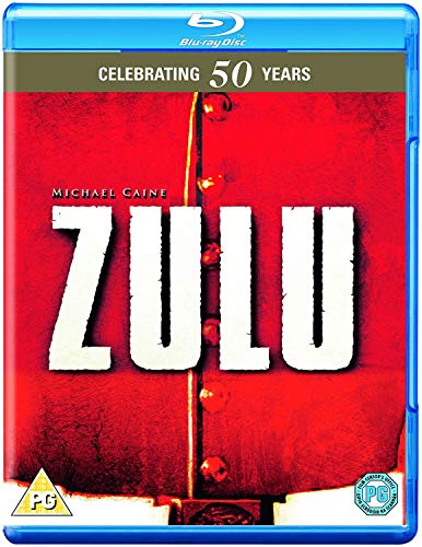Blu-ray cover for the film "Zulu" with red and blue tones.
