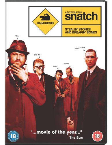 DVD cover for "Snatch" featuring a group of men and a dog.
