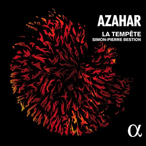 CD cover: red floral burst with text "Azahar" and "La Tempête".