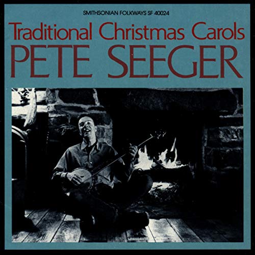 Pete Seeger album cover with a blue background and fireplace scene.