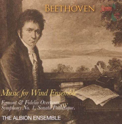 CD cover featuring a portrait of Beethoven and musical scores.