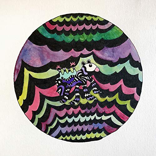 Circular album art depicting a striped animal in colorful, wavy layers.