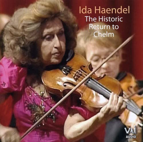 Ida Haendel playing violin, portrait from CD cover "The Historic Return to Chelm.