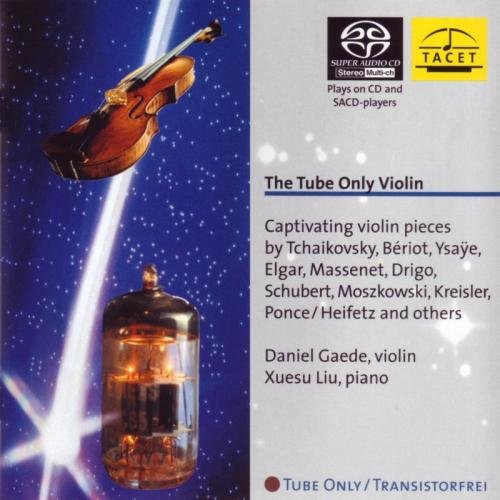 CD cover with a violin and tube against a starry background.