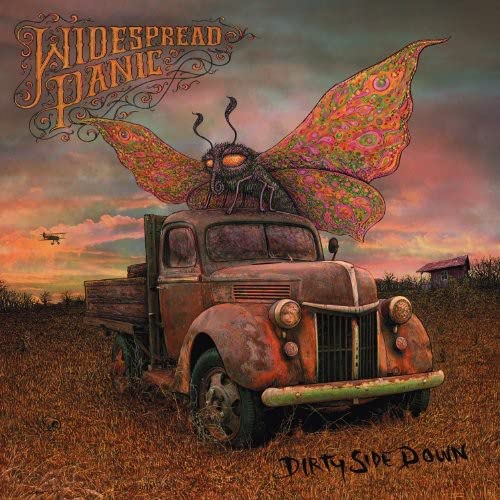 Album cover for Widespread Panic’s “Dirty Side Down” featuring a bug on a truck.