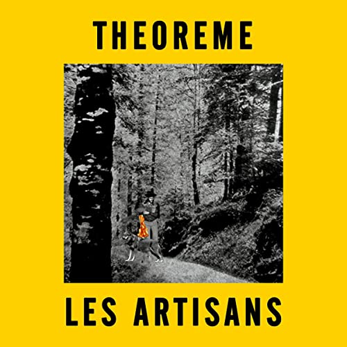 Yellow album cover with a black and white forest scene and a figure.