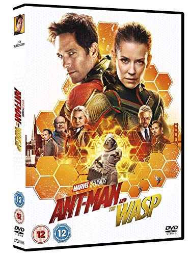 Ant-Man and The Wasp DVD cover featuring Paul Rudd and Evangeline Lilly.