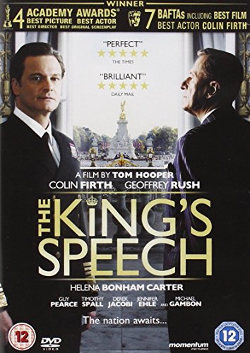 DVD cover of "The King's Speech" featuring Colin Firth and Geoffrey Rush.