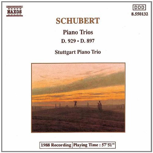 A CD cover featuring a landscape painting with two figures at dusk.