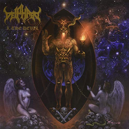 Album cover for "I, Devil" featuring a horned figure and angelic forms.