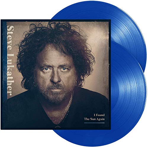 Steve Lukather album cover and two blue transparent vinyl records.