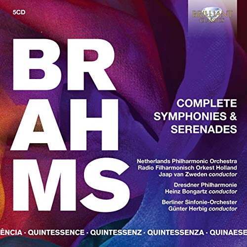 "CD cover with 'Brahms' in large white text on a purple background."