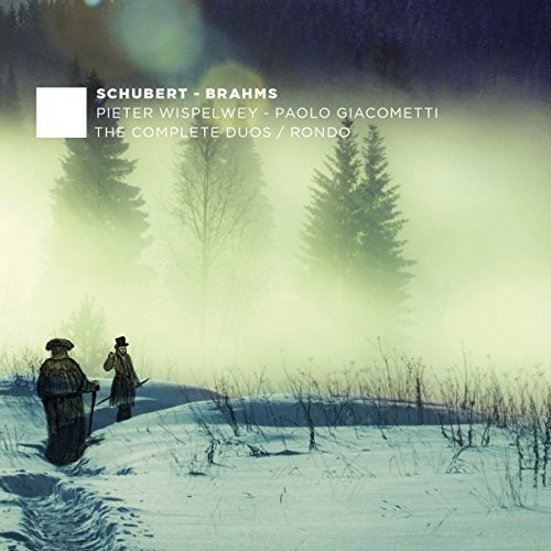 "CD cover with snowy landscape and two men walking, text overlay."