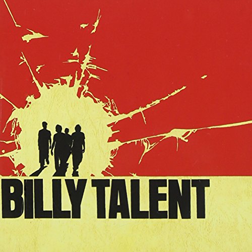"Album cover with red and yellow background, featuring silhouettes of three men."