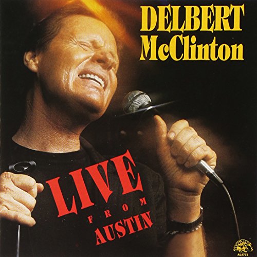 Delbert McClinton singing into a microphone, with "Live from Austin" text on his shirt.