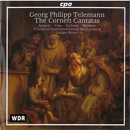 CD cover: Baroque painting of figures, text “Georg Philipp Telemann”.