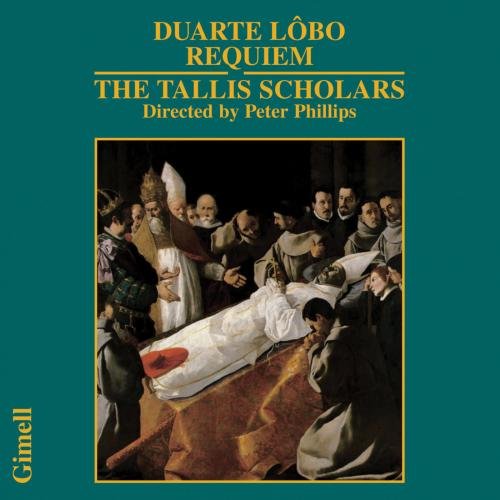 "Teal CD cover with painting of mourners around a deceased person on a bier."