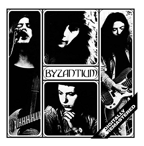 Black and white album cover featuring four musicians with long hair.