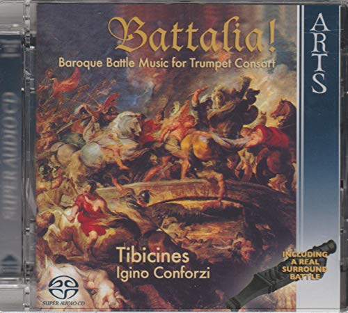CD case for "Battalia!" featuring a Baroque painting of a battle scene.