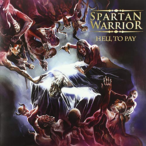 Vinyl album cover art featuring a man surrounded by demons, with title "Spartan Warrior - Hell To Pay".