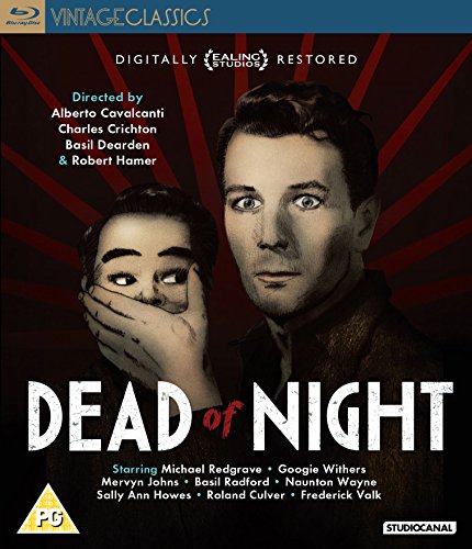 Blu-ray cover for “Dead of Night” featuring a man and a ghostly hand.