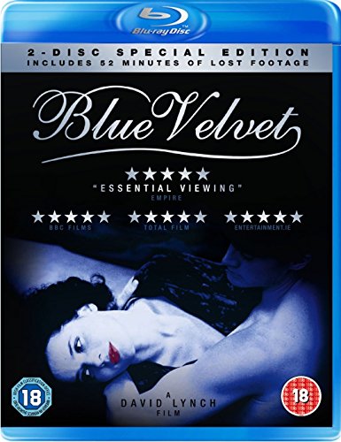 "Blu-ray case for 'Blue Velvet' with a woman's severed head on the cover."