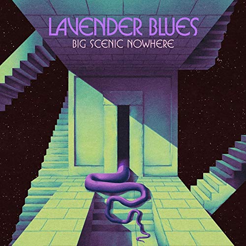 Album cover for “Lavender Blues” by Big Scenic Nowhere, featuring stairs and a snake.