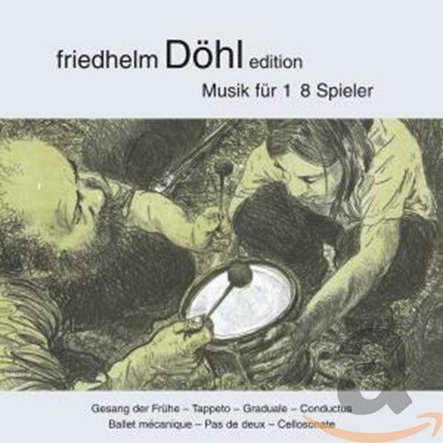 A CD cover with a sketch of two men playing a drum together.