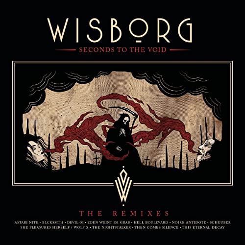 Wisborg album cover: dark, gothic imagery with a cloaked figure and red swirls.