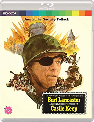 Castle Keep" Blu-ray cover featuring Burt Lancaster in a helmet, wartime imagery.