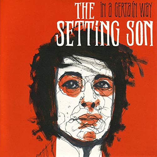 Red album cover with a sketched portrait of a person’s face.