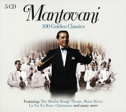 "CD cover featuring Mantovani in a tuxedo, conducting an orchestra."