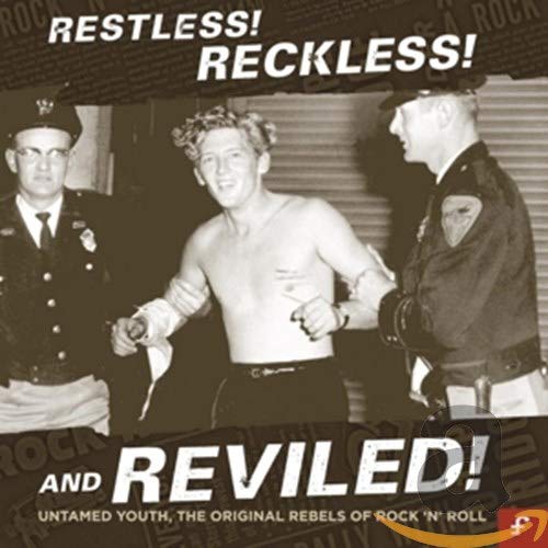 Black and white photo of a 1950s arrest, CD cover art.