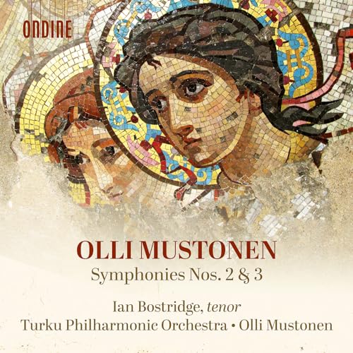 CD cover with mosaic-style portrait and text: "Olli Mustonen Symphonies Nos. 2 & 3".