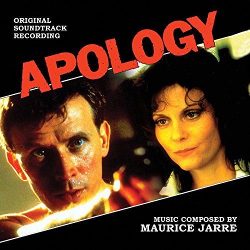 "CD cover with 'Apology' title, man and woman, flames, and composer's name."