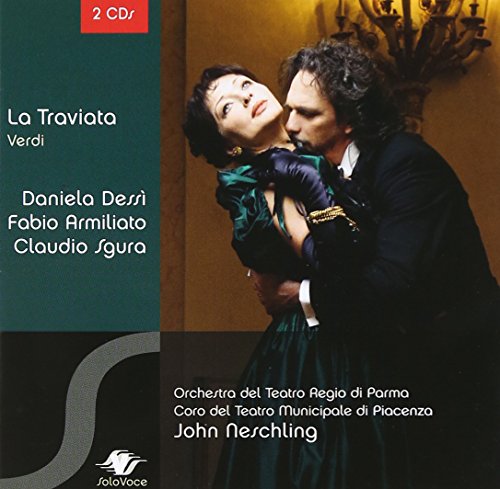 CD cover of "La Traviata" with man and woman embracing.