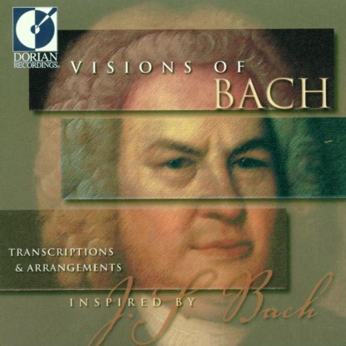 "CD cover with a portrait of Johann Sebastian Bach, layered text, and Dorian Recordings logo."