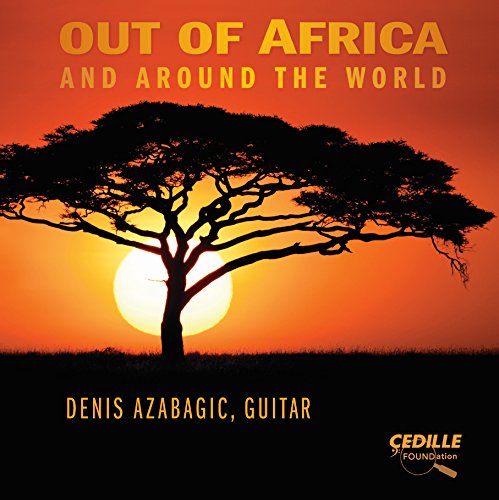 Album cover with silhouette of acacia tree against orange sunset, text "Out of Africa" above.