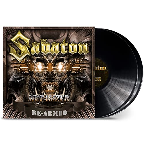 Sabaton "Metalizer" vinyl record with skull and armor album art.