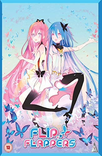 Anime cover art featuring two girls with long pink and blue hair among butterflies.
