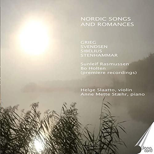 CD cover with misty landscape, tall grass, and white text listing composers and performers.