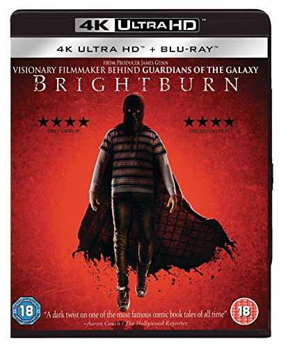 Brightburn Blu-ray cover featuring a young boy with a masked face.
