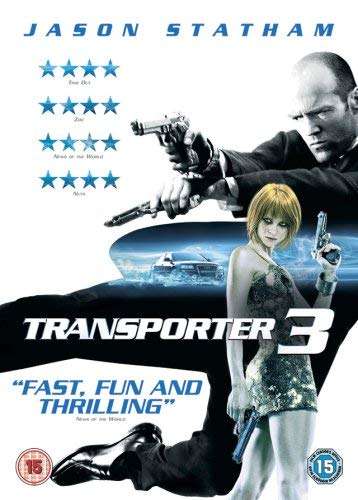 “Transporter 3” DVD cover featuring Jason Statham holding a gun.