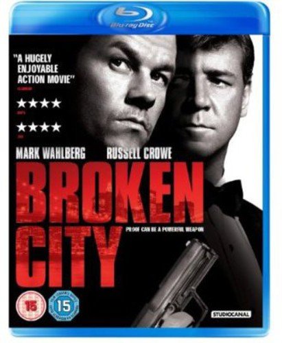 Blu-ray cover for "Broken City" featuring Mark Wahlberg and Russell Crowe.