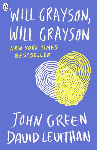 The alt text for the image is: "Blue book cover with yellow and white fingerprint design."